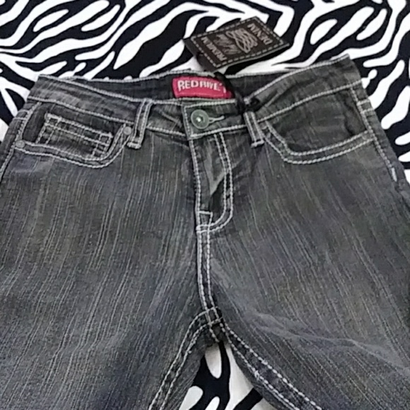 Girl's Red Rivet Jeans - Picture 5 of 6